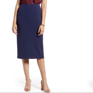 Halogen navy peacock pencil skirt